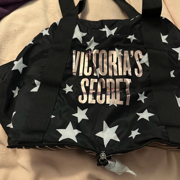 Victoria's Secret Black and Silver Star Pouch/ duffel nwt - Picture 3 of 7